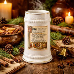 Vintage Wassail-Lied illuminierte Manuskriptkunst Bierglas