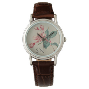 Vintage-Wasserfarbe-Bloom-Monogramm Armbanduhr