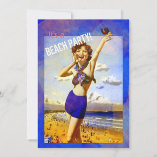 Vintage Wasserfarbe Erwachsene Beach Party Einladu Einladung