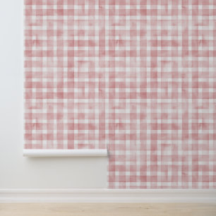 Vintage Wasserfarbe Höhle Pink Gingham Muster Tapete