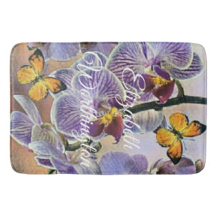 Vintage Wasserfarbe Lila Rosa Orchidee Blume Badematte