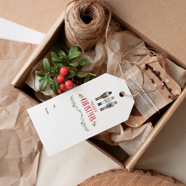 Vintage Wasserfarbe Nutcracker Trio Weihnachten Geschenkanhänger (Von Creator hochgeladen)