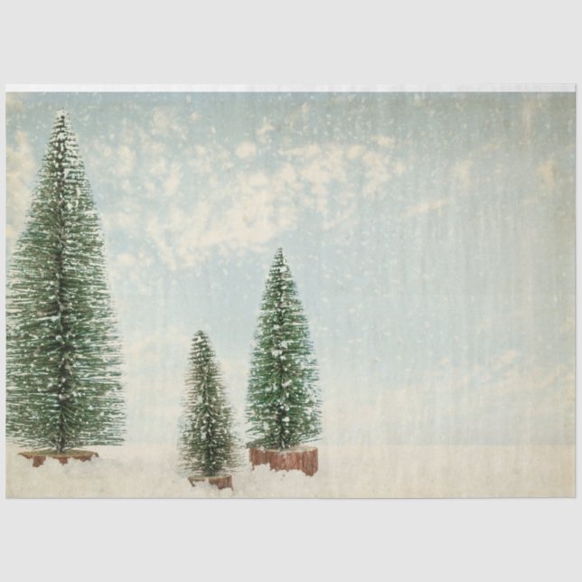 Vintage Wasserfarbe Pine Tree Weihnachten Seidenpapier (Vorderseite)