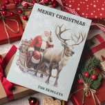 Vintage Wasserfarbe - Santa und Rentiere Schlitten Feiertagskarte<br><div class="desc">Dieses Design entstand durch digitale Kunst und kann in dem Bereich personalisiert sein, der durch das Ändern des Fotos und/oder Textes zur Verfügung gestellt wird. Oder Sie können es anpassen, indem Sie den Mausklick auswählen, um weitere Optionen anzupassen, um die Farbe des Hintergrunds zu löschen oder zu ändern, Text hinzuzufügen,...</div>