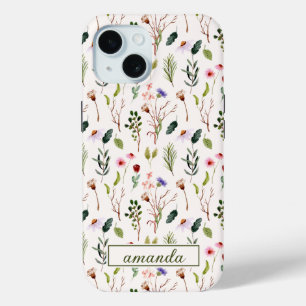 Vintage-Wasserfarbe-Wildblumen-Monogramm-Initiale Case-Mate iPhone Hülle