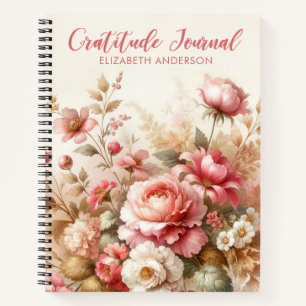 Vintage-Wasserfarben-Blumen-Dankbarkeitstagebuch Notizbuch