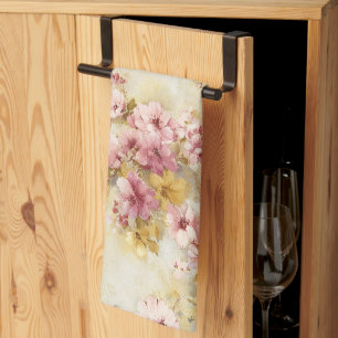 Vintage-Wasserfarben-Blumenmuster Geschirrtuch