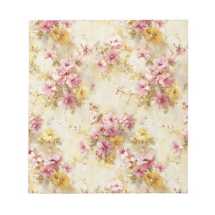 Vintage-Wasserfarben-Blumenmuster Notizblock
