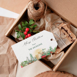 Vintage Wasserfarben Candle & Greenery Weihnachten Geschenkanhänger