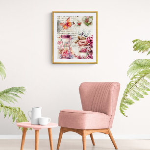 Vintage-Wasserfarben-Collage Poster