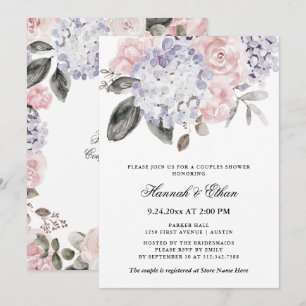 Vintage Wasserfarben-Hydrangeas  Dusche für Paare Einladung