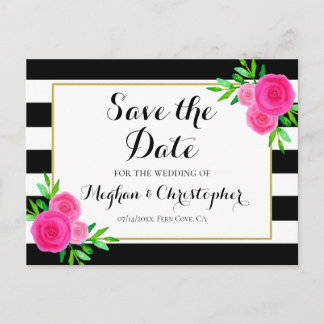 Vintage Wasserfarben - Streifen Save the Date Ankündigungspostkarte