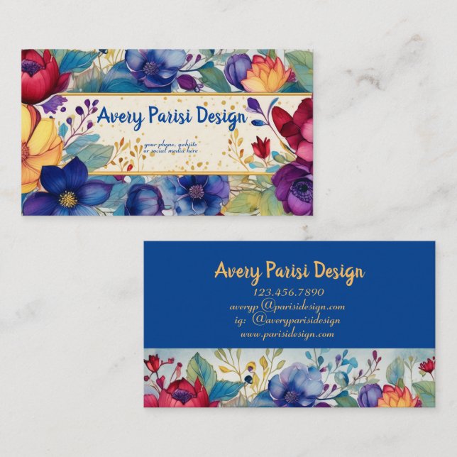 Vintage Wasserfarben Visitenkarte (Vorne/Hinten)