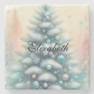 Vintage-Wasserfarben-Weihnachtsbaum und -Ornamente Steinuntersetzer
