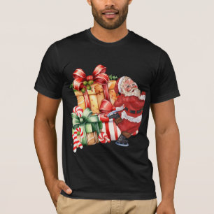 Vintage-Wasserfarben-Weihnachtsmann-Eislaufen-Weih T-Shirt