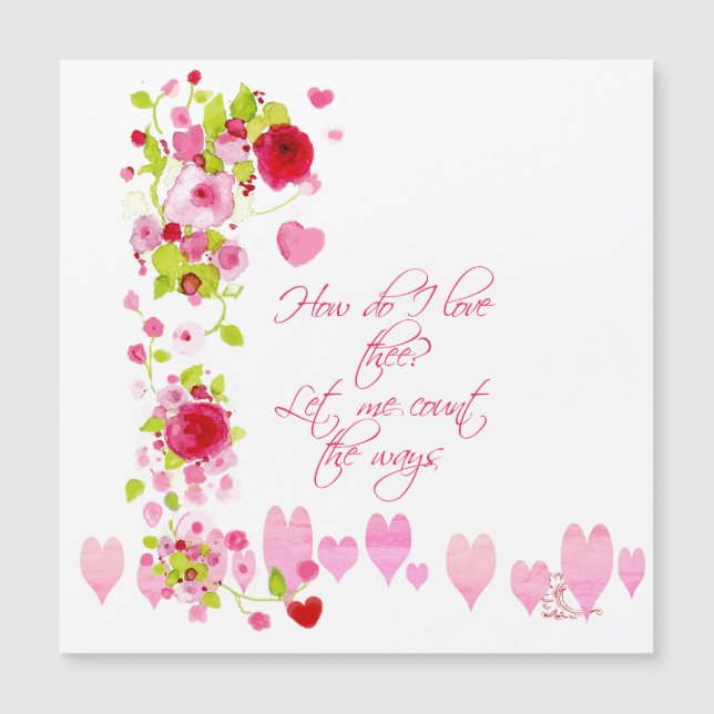 Vintage Wasserfarbenkarte Valentine Magnetkarte (Vorderseite)