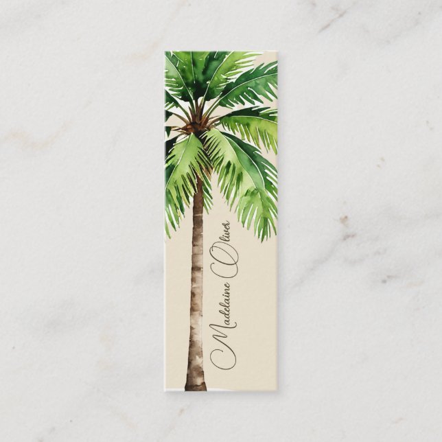 Vintage Wasserfarbenpalme Mini Visitenkarte (Vorderseite)
