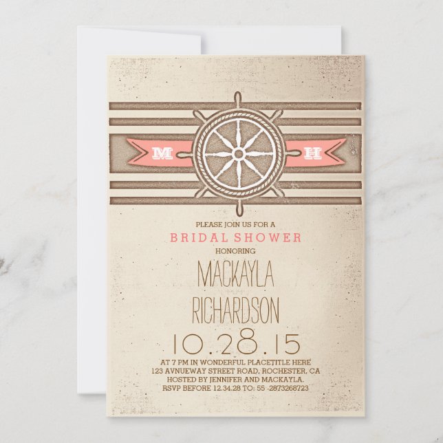 Vintage Wasserkorallendusche Einladung (Vorderseite)