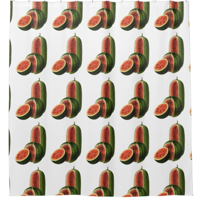 Vintage Wassermelonen Große Runde, Bio Lebensmitte Duschvorhang (Vorderseite)