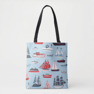 Vintage Wassertransport-Doodle-Muster Tasche