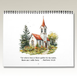 Vintage Watercolor Churches Calendar Kalender