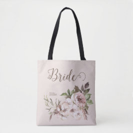 Vintage Watercolor Dusty Rose Floral Bride  Tasche