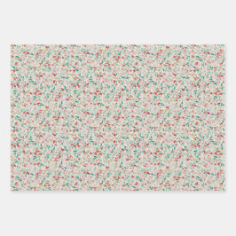 Vintage Watercolor Florals Winter Meadow (Multi) Geschenkpapier Set