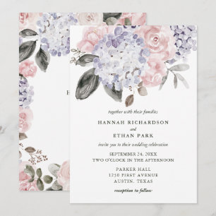 Vintage Watercolor-Hydrangeas und Rosen Wedding   Einladung