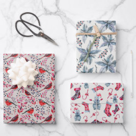 Vintage Watercolor WeihnachtsTrio Geschenkpapier Set