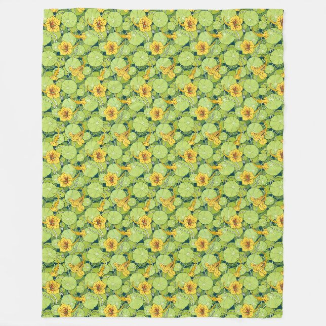 Vintage Waterlilies Fleecedecke (Vorderseite)