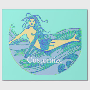 Vintage Waveriding Meerjungfrau Thunder_Cove Geschenkpapier
