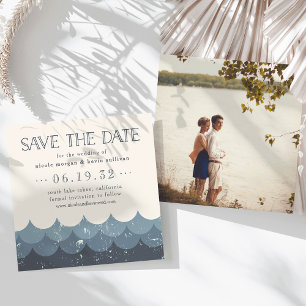 Vintage Waves Lakeside Wedding Save the Date Einladung