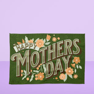 Vintage Wavy Typografie Muttertagsgeschenk Grün Geschirrtuch