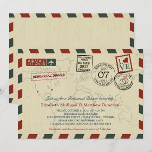 Vintage Wedding Airmail   Probe Einladung
