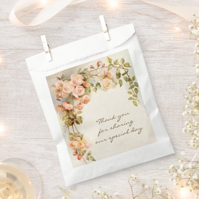 Vintage Wedding Antique Rosa Blume Geschenktütchen (Ausgeschnitten)