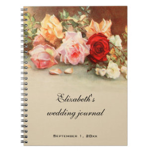 Vintage Wedding, Antique Rose Blume Blumenstrauß Notizblock