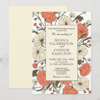 Vintage Wedding Art Nouveau Floral Einladung