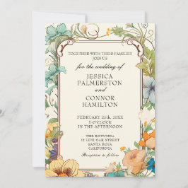 Vintage Wedding Art Nouveau Floral Einladung