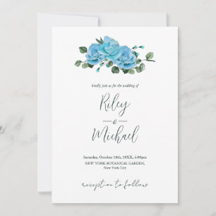 Vintage Wedding Blume Rustic Blue Rose Einladung