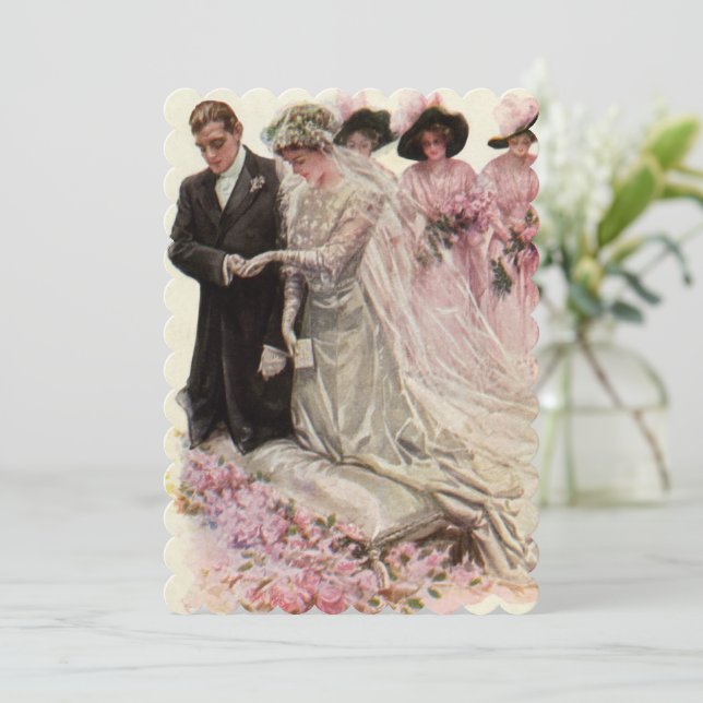 Vintage Wedding, Brautdusche Einladung (Stehend Vorderseite)