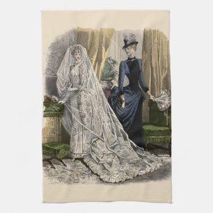Vintage Wedding Bridal Portrait, Viktorianisch Bri Geschirrtuch