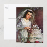 Vintage Wedding, Bride Cutting die Hochzeitstorte