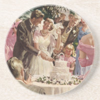 Vintage Wedding Bride Groom Neugierige Cut Cake