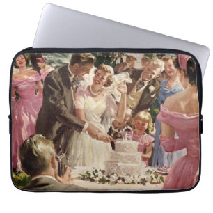 Vintage Wedding Bride Groom Neugierige Cut Cake Laptopschutzhülle
