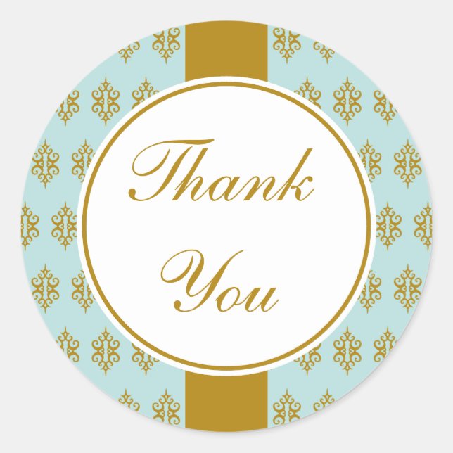 Vintage Wedding Business Aqua Danke Stickers (Vorderseite)