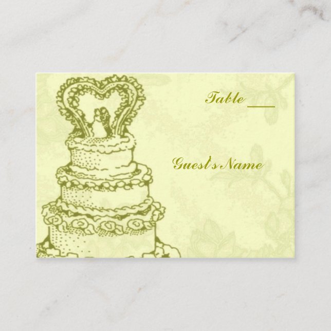 Vintage Wedding Cake Table Sitzplätze Platzkarte (Vorderseite)