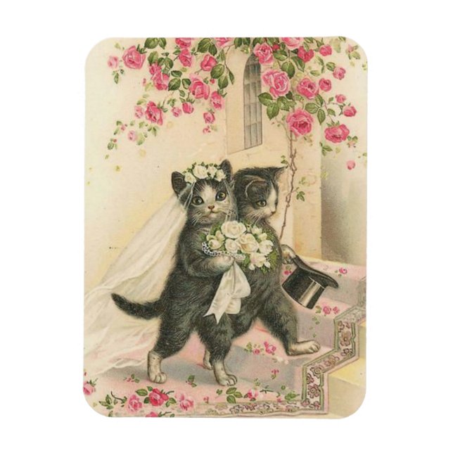 Vintage Wedding Cats, Magnet (Vertikal)