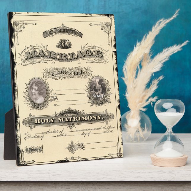 Vintage Wedding Certificate - Museo Cantonale d'Ar Fotoplatte (Seite)