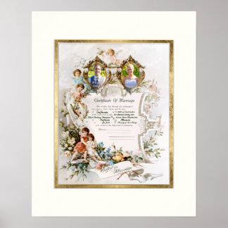 Vintage Wedding Certificate of Marriage Fotograf Poster