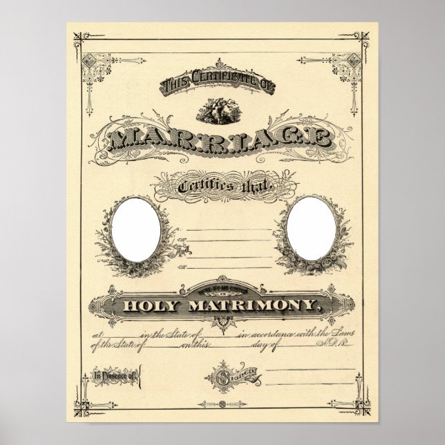 Vintage Wedding Certificate Poster (Vorne)
